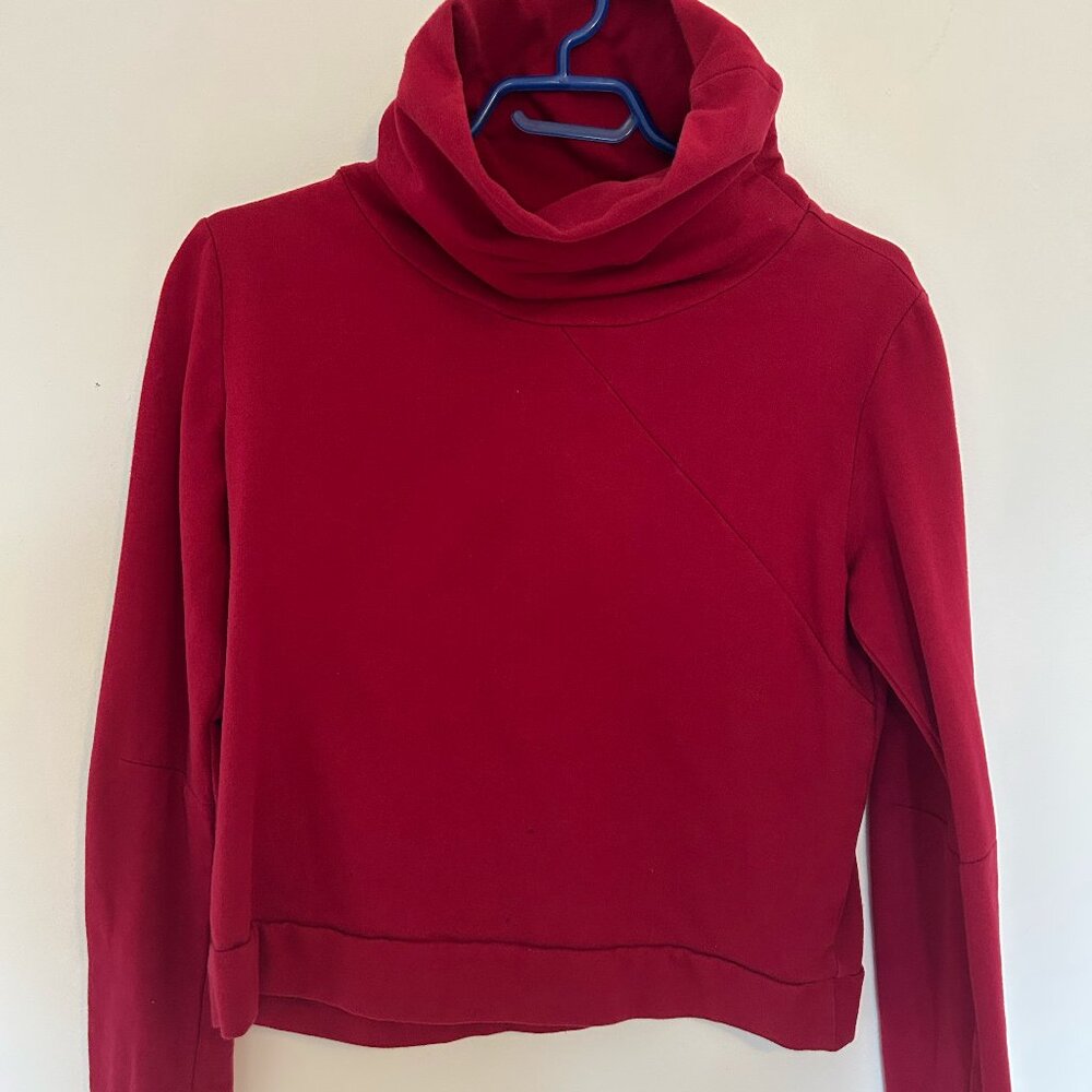Askya Activewear Red Cropped Sweater with Mock Turtle Neck- Size Small